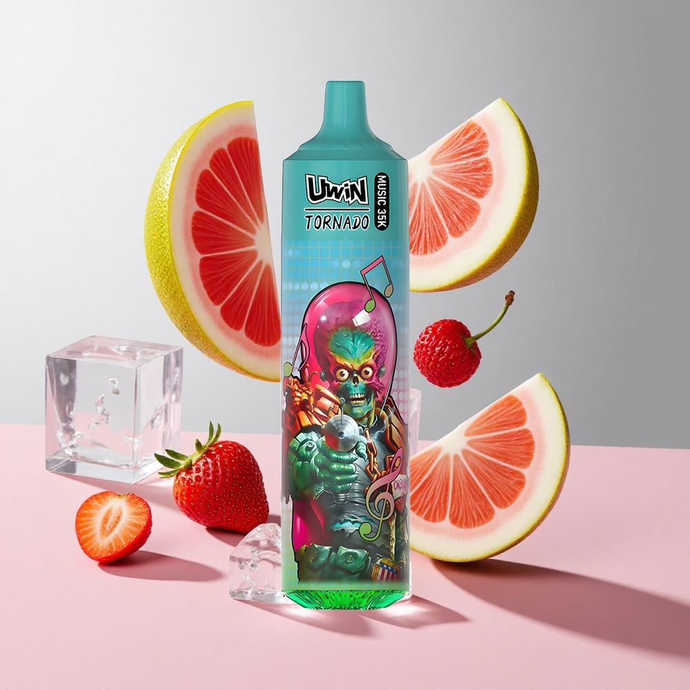 Morango Framboesa Cereja Gelo Uwin Tornado 35K Música 35000 Puffs 600mAh Tipo-C