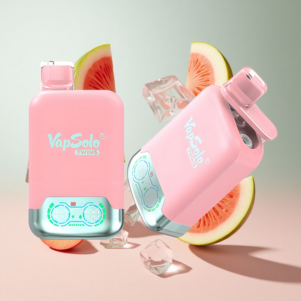 Morango Gelo Manga Pêssego Melancia Vapsolo Twins 20000 Puffs 40 ml 2 Tanques