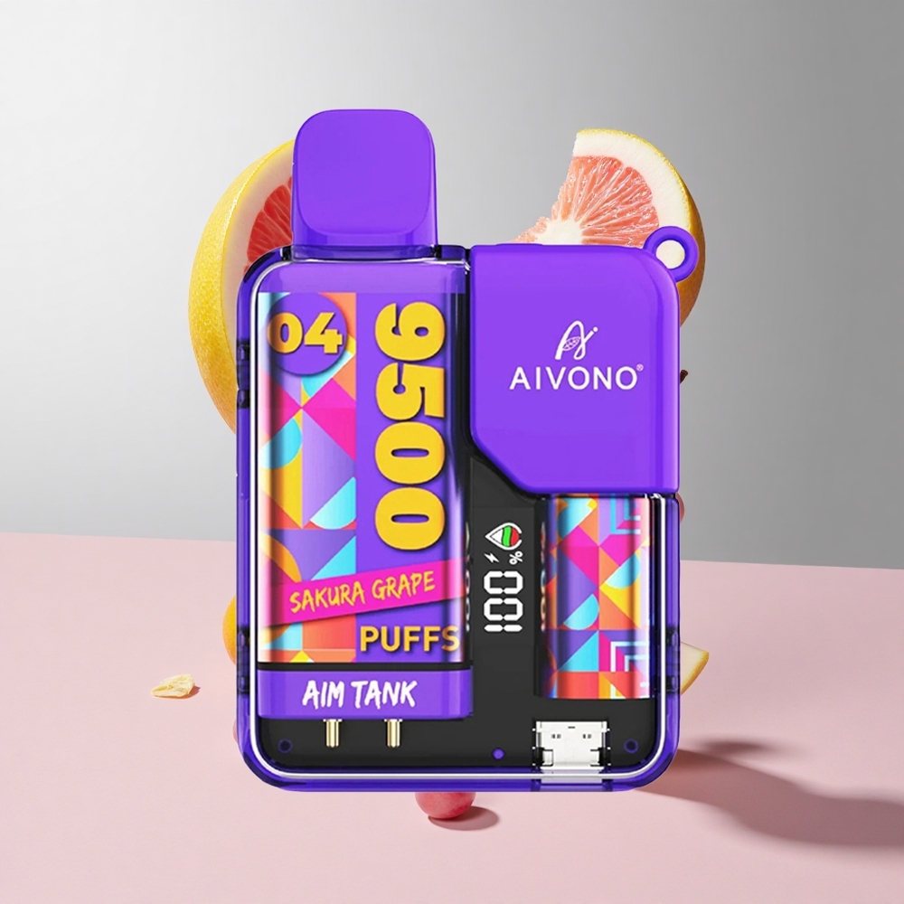 Sakura Uva Aivono Aim-Tank 9500 Puffs 18ml Capacidade de Líquido 650mAh Bateria
