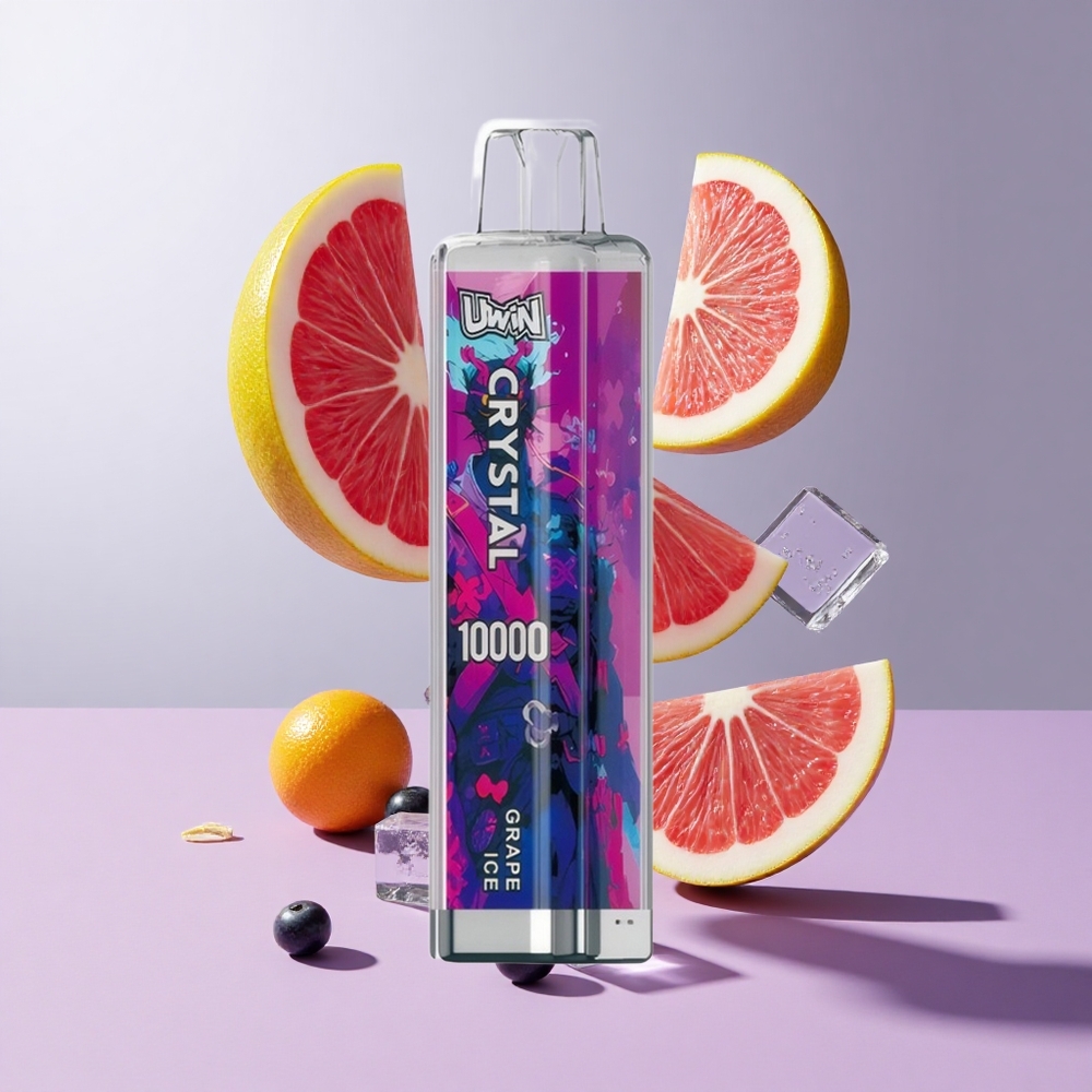 Uva Gelo UWIN Crystal 10000 Puffs Recarregável com Luzes RGB e 18ml de E-Liquid