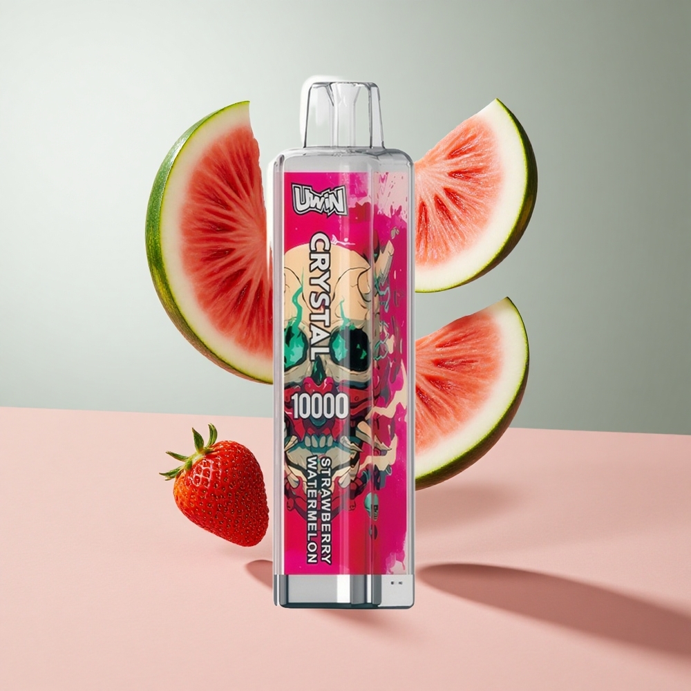 Morango Melancia Uwin Crystal 10000 Puffs Recarregável com Luzes RGB