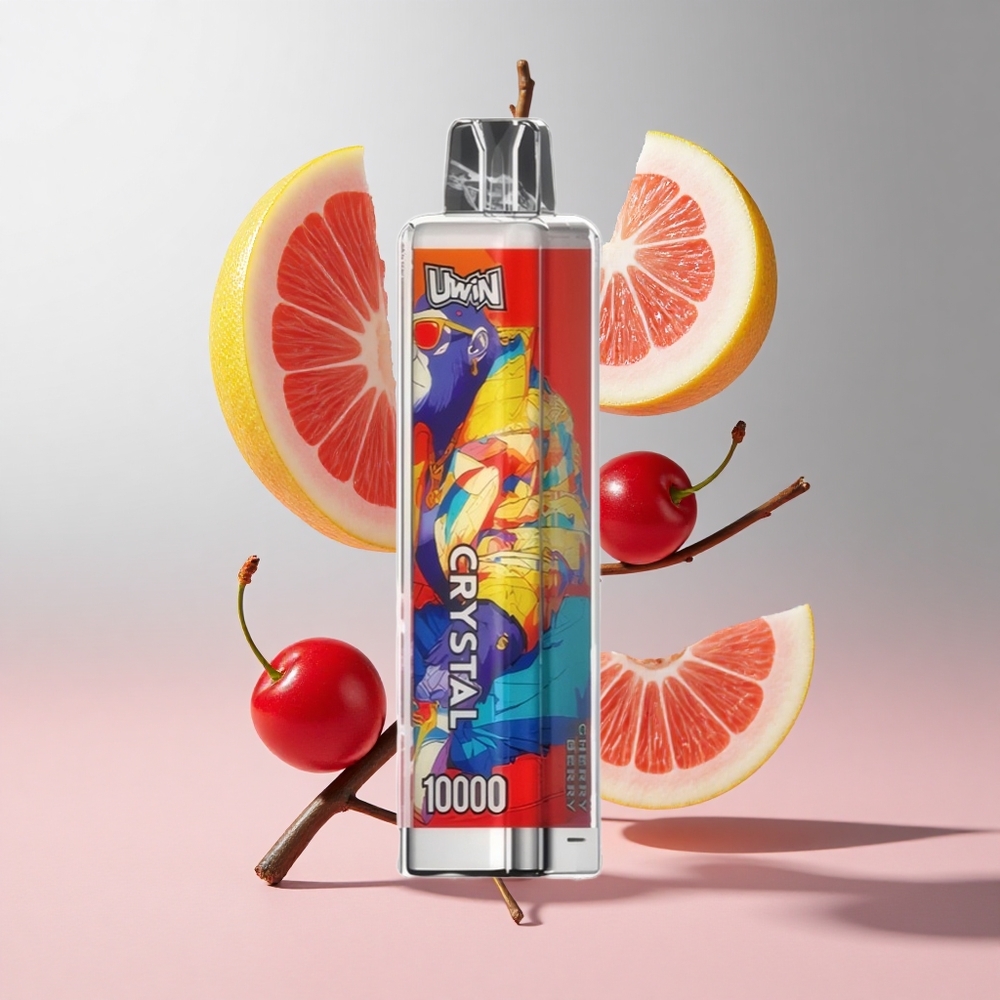 Cereja e Frutas Silvestres UWIN Crystal 10000 Puffs com luzes RGB e bobina mesh 08 Ohm