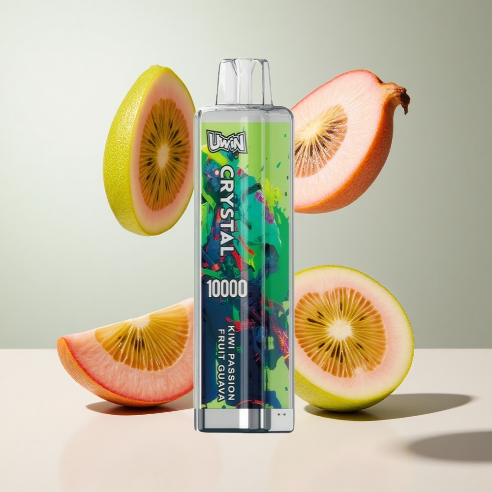Kiwi Maracujá Goiaba Uwin Crystal 10000 Puffs com luzes RGB e carregamento rápido Type-C