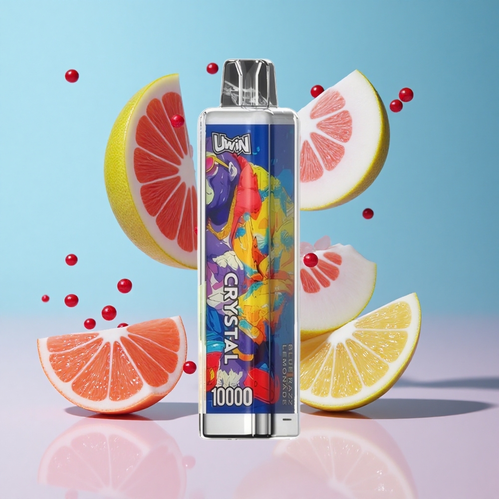 Misto de Blue Razz Limonada UWIN Crystal 10000 Puffs com Luzes RGB e 18ml de Capacidade