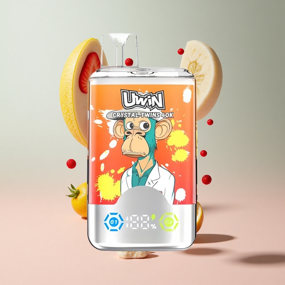 Morango Banana Amor UWIN Crystal Twins 40000 Puffs Recarregável Design Bateria 850mAh Capacidade de E-líquido 32ml