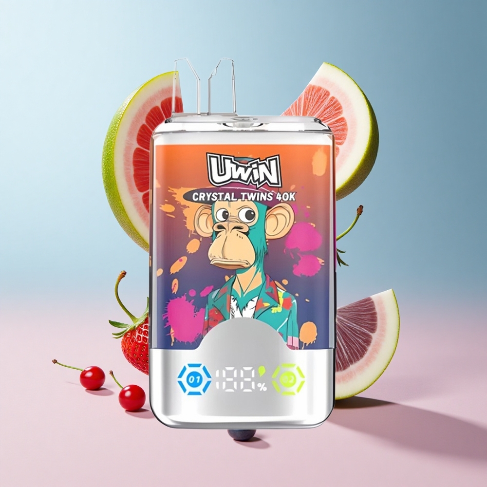 Morango Framboesa Cereja Mr Azul Uwin Crystal Twins 40000 Puffs com 32ml de capacidade