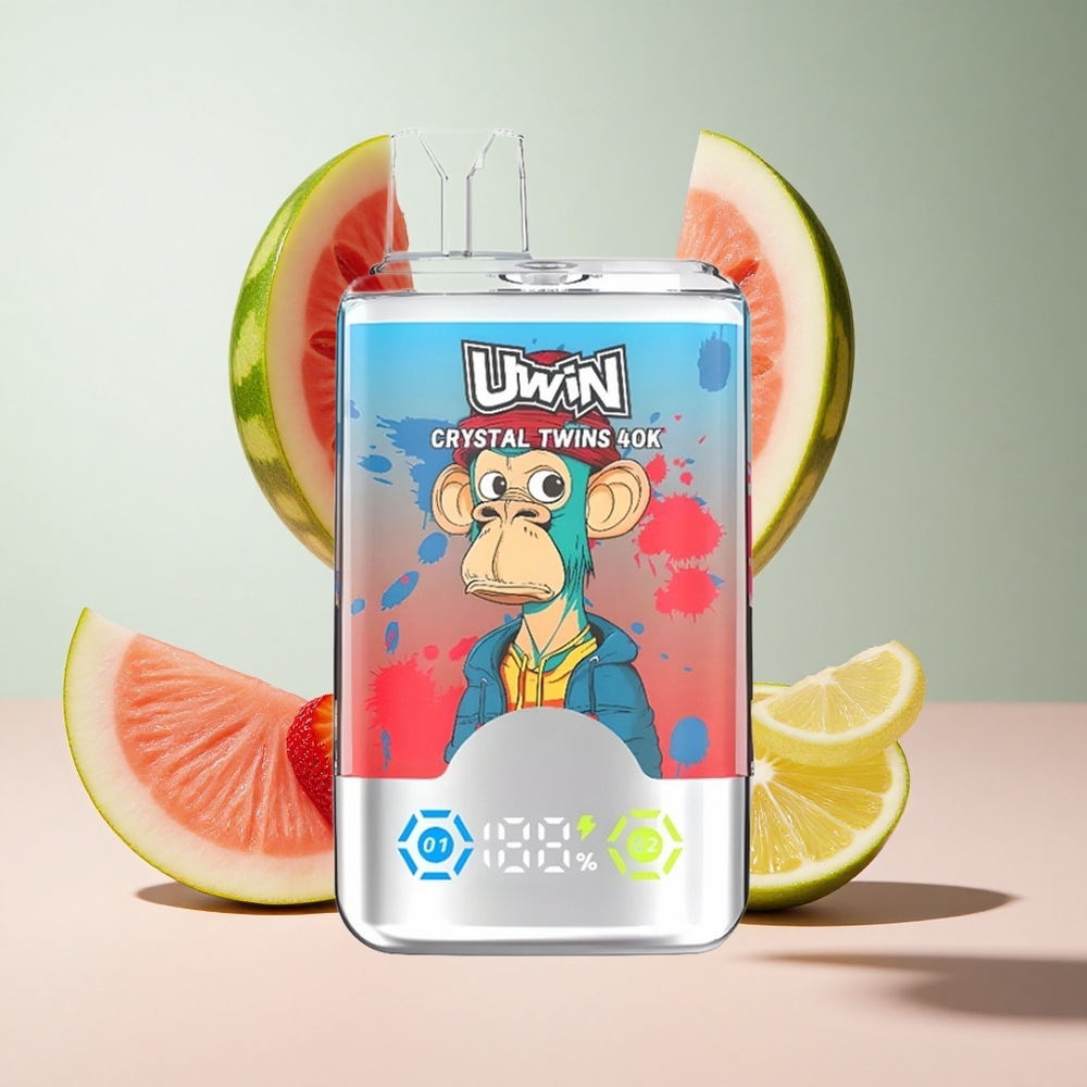 Morango Melancia Lima Limão Uwin Crystal Twins 40000 Puffs com 32ml de capacidade de líquido