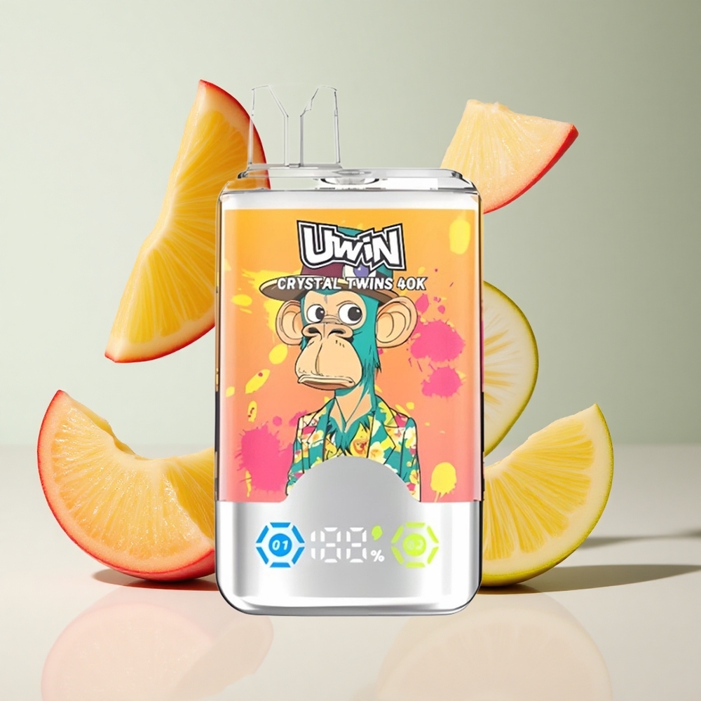 Pêssego Manga Abacaxi Red Bull UWIN Crystal Twins 40000 Puffs Recarregável 850mAh Tipo-C