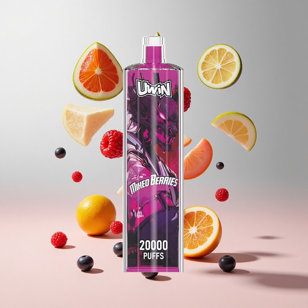 Mistura de Frutas Vermelhas Uwin Shisha Hookah Crystal 20000 Puffs 22ml Recarregável
