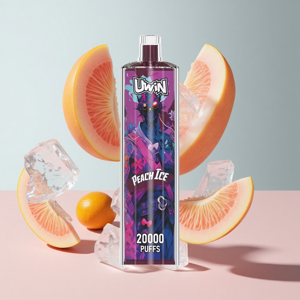 Pêssego Gelo Uwin Shisha Hookah Crystal 20000 Puffs 22ml Bateria Recarregável