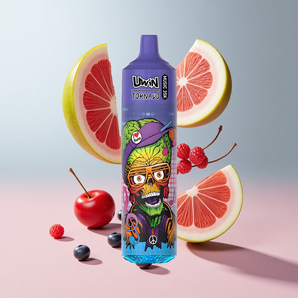 Mirtilo Cereja Cranberry Uwin Tornado 35K Music Descartável 35000 Puffs Bateria recarregável 600mAh