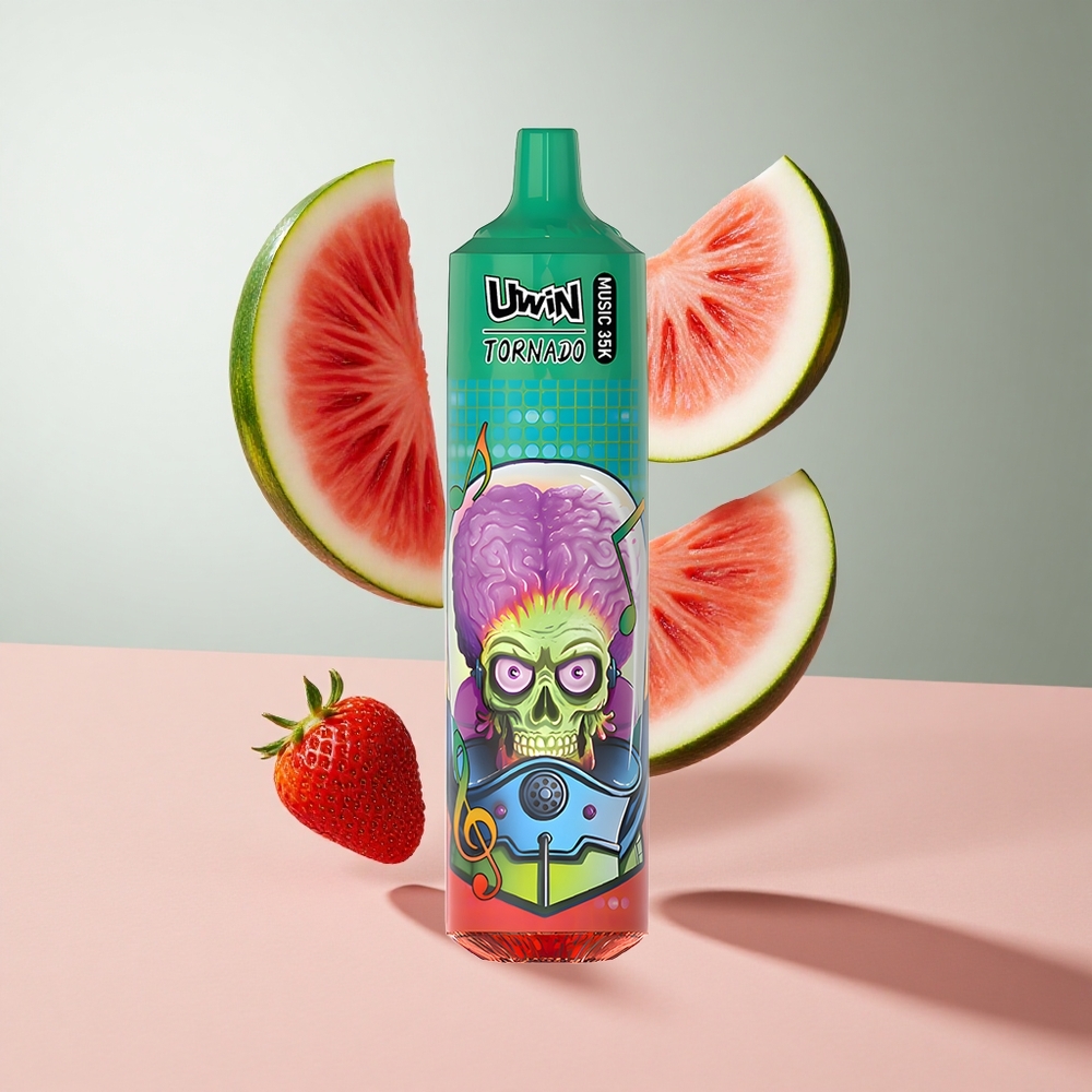Morango Melancia Uwin Tornado 35K 35000 Puffs Bateria recarregável 600mAh Music Vape Descartável
