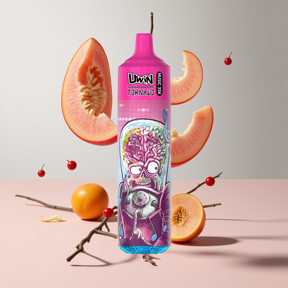 Pêssego e Frutas Silvestres Uwin Tornado 35K Music 35000 Puffs Bateria Recarregável 600mAh