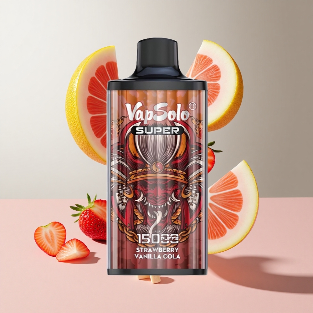 Morango Baunilha Cola Vapsolo Super 15000 Puffs com 850mah e 40ml de E-Liquid