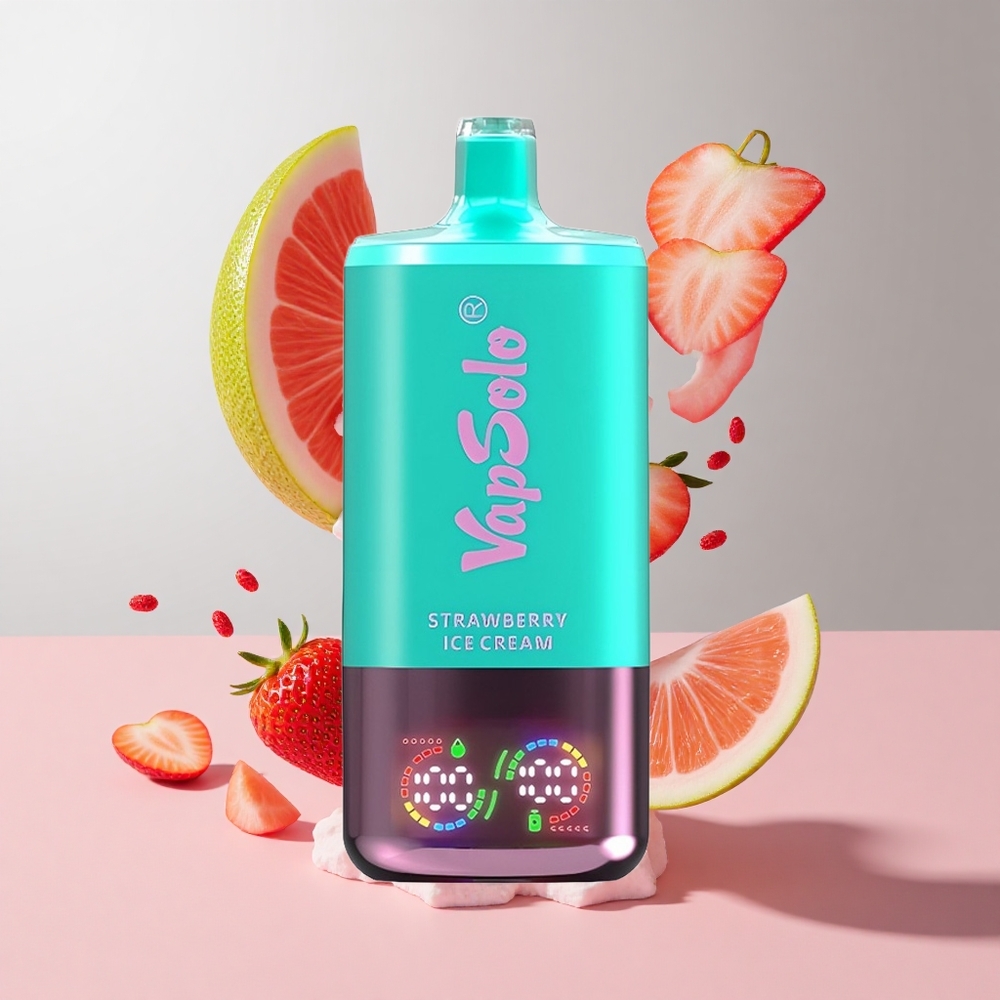 Morango com Sorvete Vapsolo Triple 30000 Puffs 40ml Tanque de Óleo 3 Tipo-C