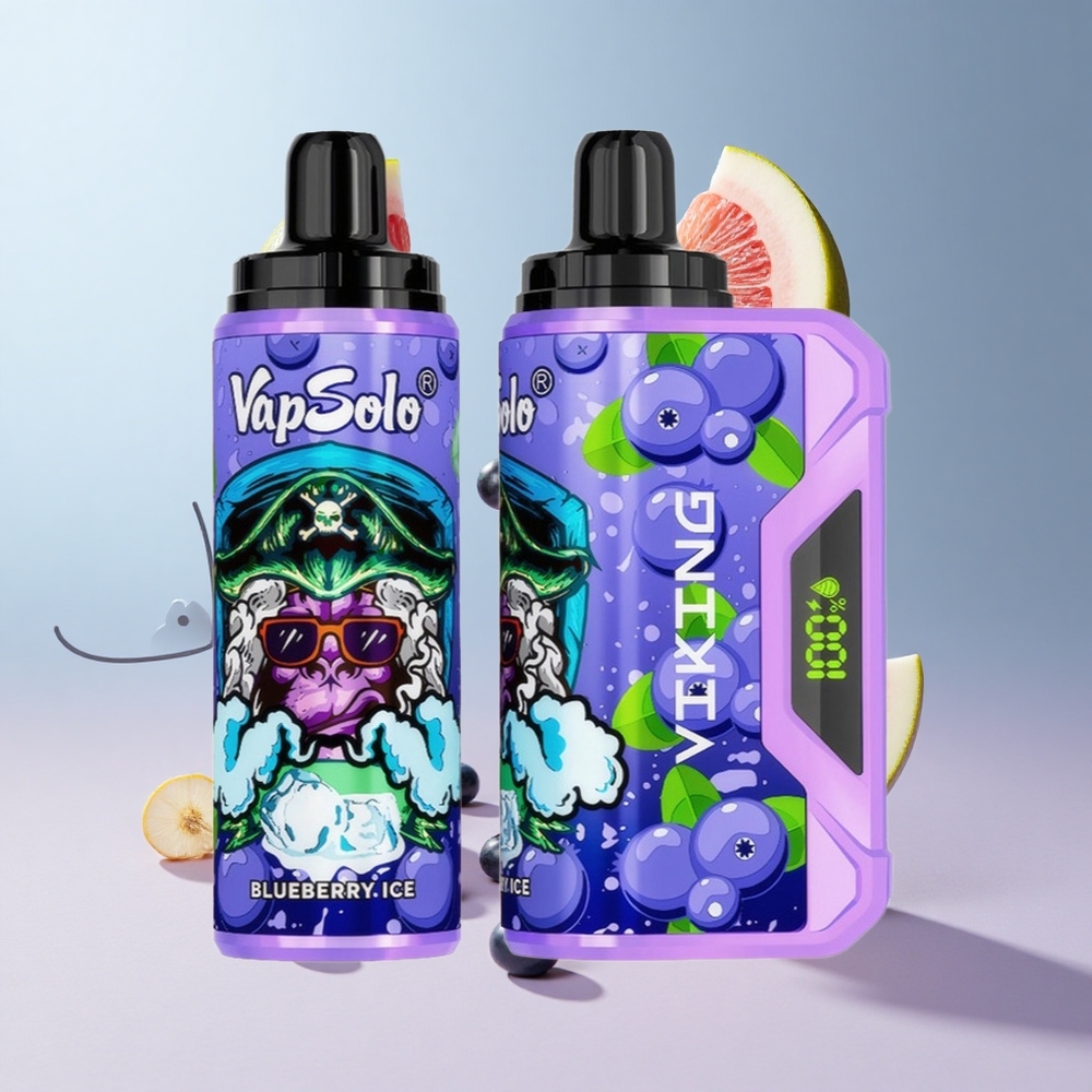 Mirtilo VapSolo VIKING 12000 Puffs Vape Descartável 22ml Tipo-C