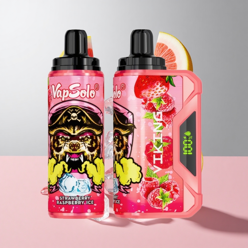 Morango Framboesa Gelo VapSolo VIKING 12000 Puffs 22ml Tipo-C