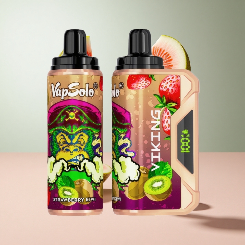 Morango Kiwi VapSolo VIKING 12000 Puffs Carga Tipo-C Exibição LED