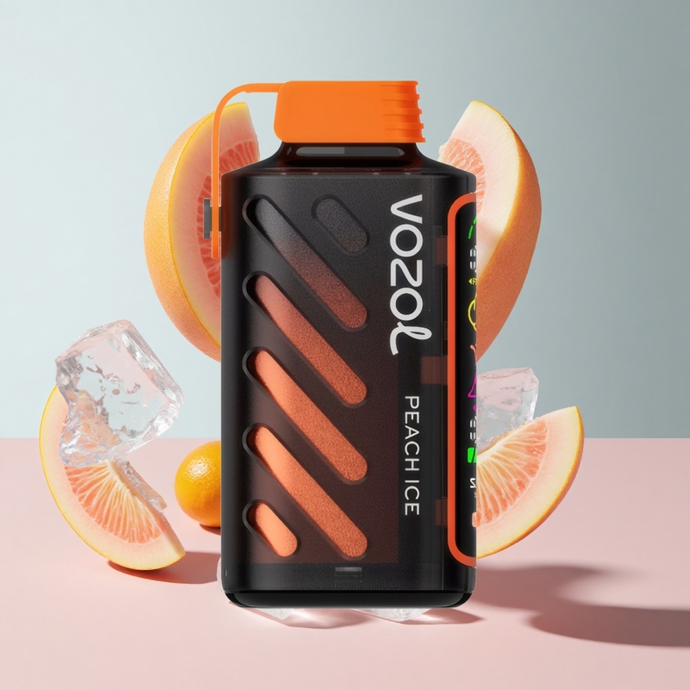 Pêssego Gelo VOZOL Gear Power 20000 Puffs com Tela Inteira e Capacidade de E-Líquido Pré-carregado 20mL