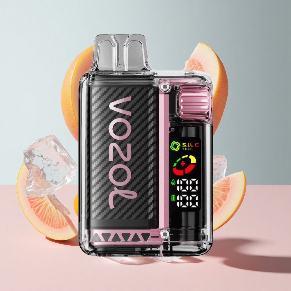 Pêssego Gelo VOZOL Vista 20000 Puffs Bateria Recarregável 650mAh Tela OLED