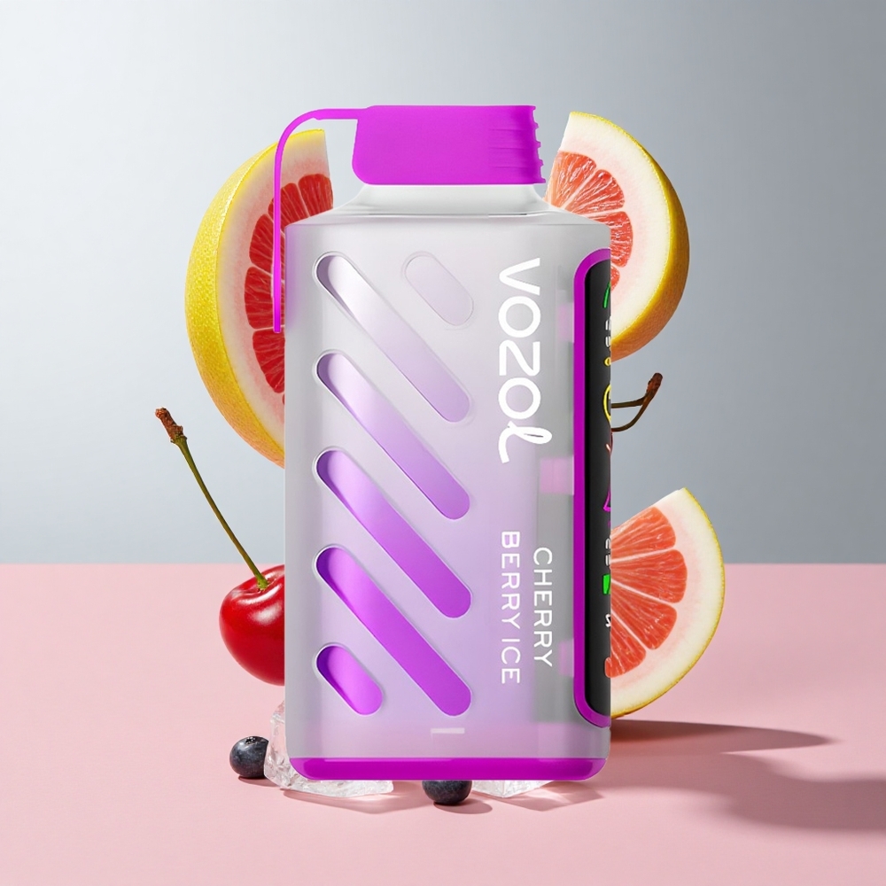 Cereja Berry Gelo VOZOL Gear Power 20000 Tiros com 20mL de E-Líquido Pré-carregado e Tela de Tela Inteira